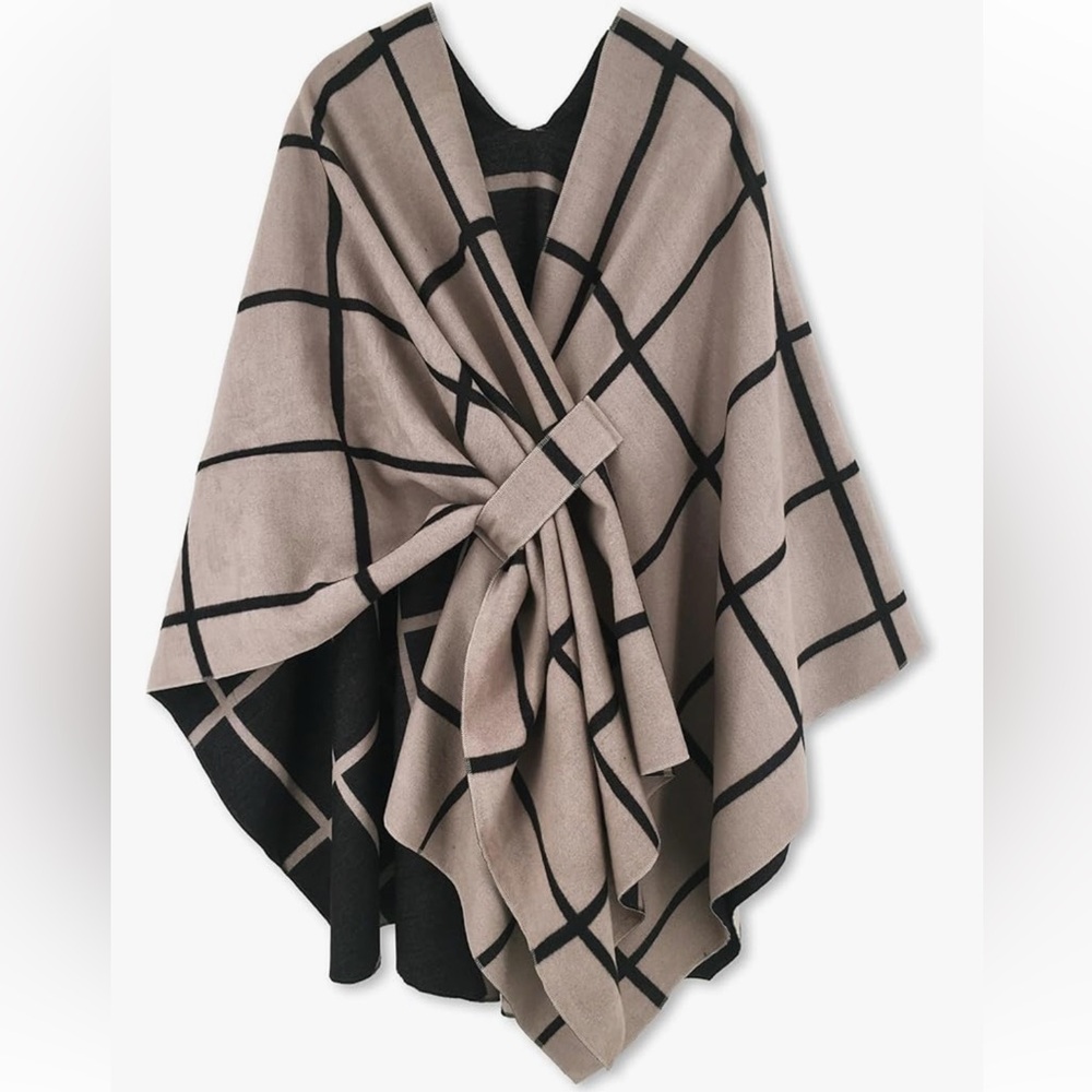 Plaid Poncho Wrap NWT
